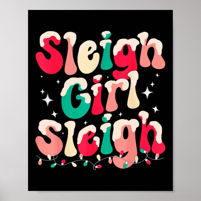 Affiche Sleigh Girl Sleigh Noël Rétro Noël Noël Fêtes (Devant)