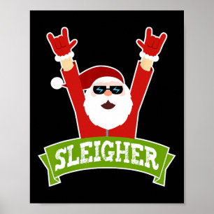 Affiche SLEIGHER - Fun Heavy Metal Music Père Noël - Chris