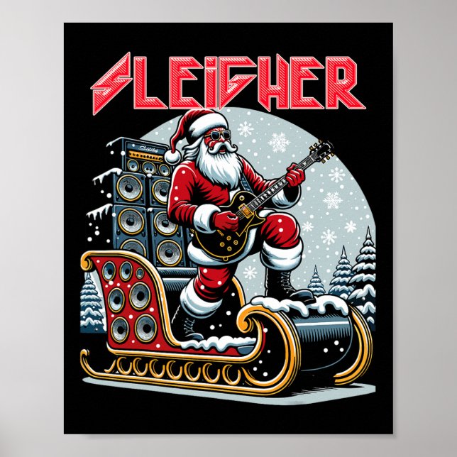 Affiche Sleigher Hail Père Noël Lourd Metal Christmas Rock (Devant)