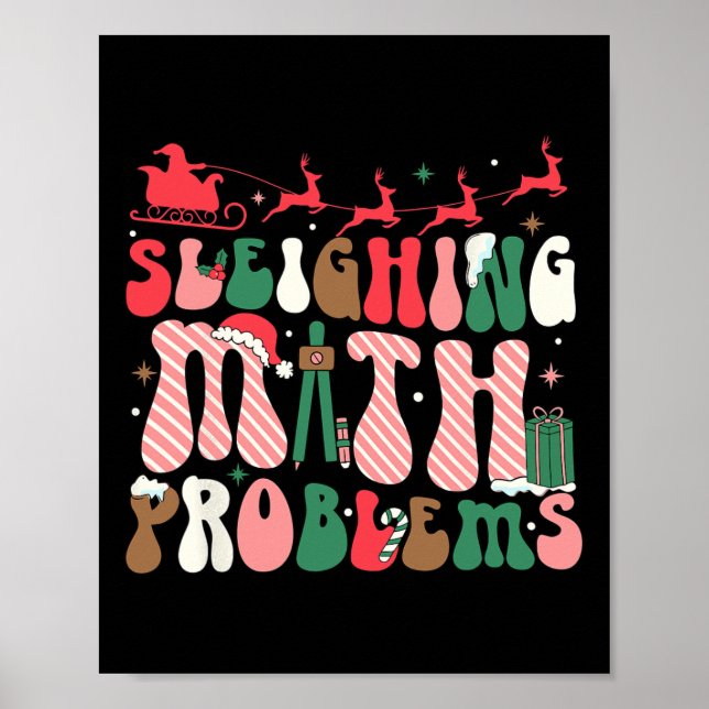 Affiche Sleighing Math Problems Funny Math Enseignants Chr (Devant)