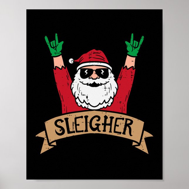 Affiche Sleighter de Noël Père Noël Rock Xmas Rocker Homme (Devant)