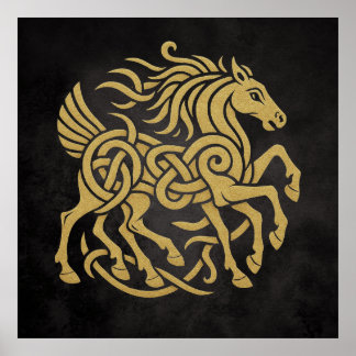 Affiche Sleipnir Cheval à Huit Pattes Mythologie Nordique