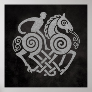 Affiche Sleipnir et Odin Symbole Mythologie Nordique Desig