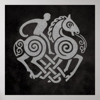 Affiche Sleipnir et Odin Symbole Mythologie Nordique Desig
