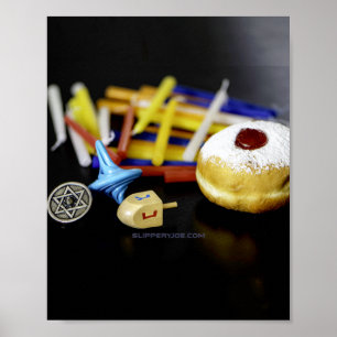 Affiche SlipperyJoe Hanukkah nature morte symbolique fête