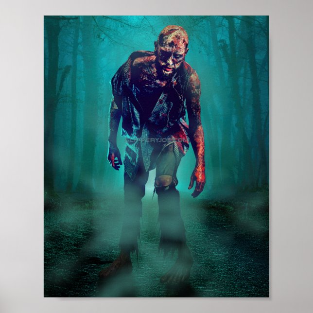 Affiche SlipperyJoe terrifiante figure de zombie isolée om (Devant)