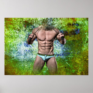 Affiche SlipperyJoe's homme adulte très musclé torse nu 