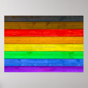 Affiche SlipperyJoe's inclusive gay pride flag wooden blac