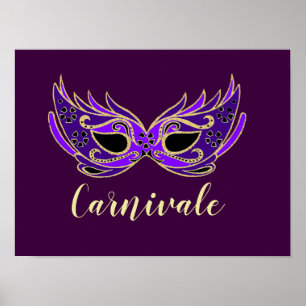 Affiche slogan carnivale masque royal violet