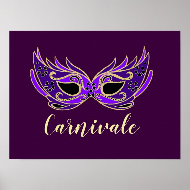 Affiche slogan carnivale masque royal violet (Devant)