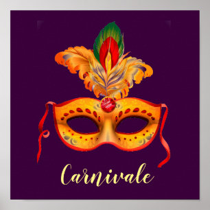 Affiche slogan carnivale masque royal violet