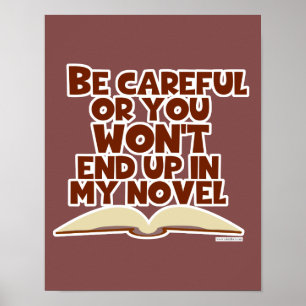 Affiche Slogan d'auteur de livre drôle prudent Caractère A