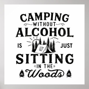 Affiche Slogan de campeur drôle citations de camping en bu