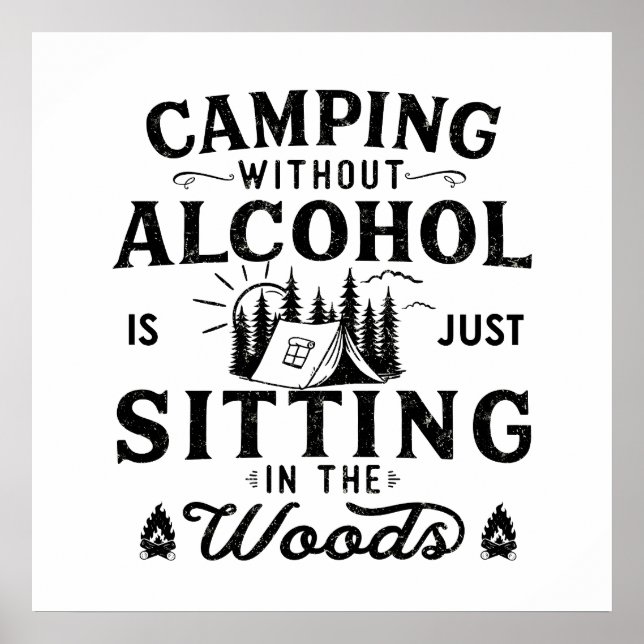 Affiche Slogan de campeur drôle citations de camping en bu (Devant)