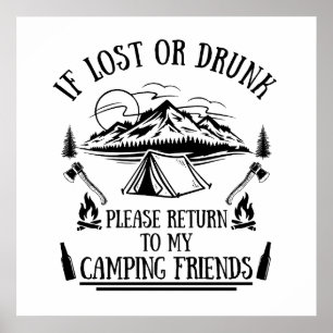 Affiche Slogan de campeur drôle citations de camping et de