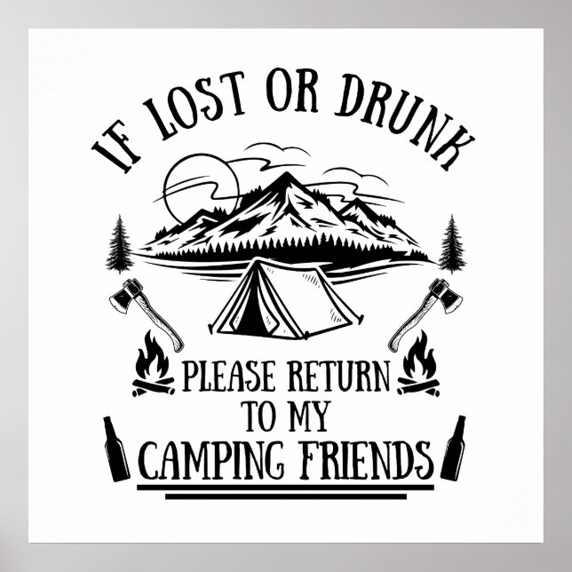 Affiche Slogan de campeur drôle citations de camping et de (Devant)
