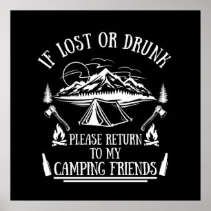 Affiche Slogan de campeur drôle citations de camping et de