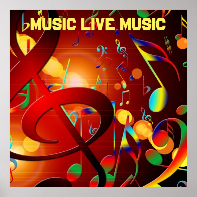 Affiche Slogan de musique en direct coloré (Devant)