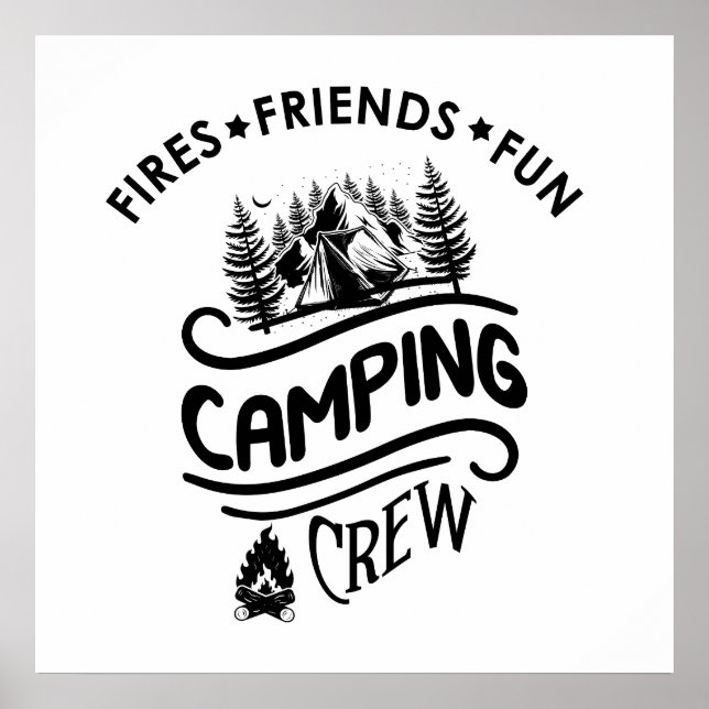 Affiche Slogan drôle d'équipe de camping amis campeurs (Devant)