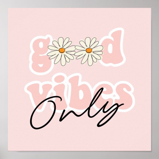 Affiche Slogan hippie des années 70 de Good Vibes (Devant)