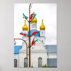 Affiche Slonim Belarus Drapeau Ville Architecture Eglise