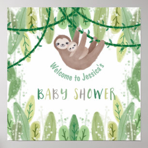 Affiche Sloth Baby Boy Douche Jungle Thème Bienvenue