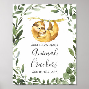 Affiche Sloth Baby shower Devine Combien De Crackers Anima