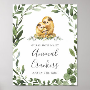 Affiche Sloth Baby shower Devine Combien De Crackers Anima