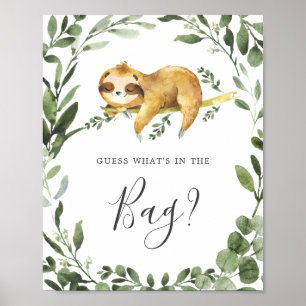 Affiche Sloth Baby shower Devinez ce qu'il y a dans le jeu