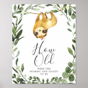 Affiche Sloth Baby shower Quel Âge Ont-Ils Joué