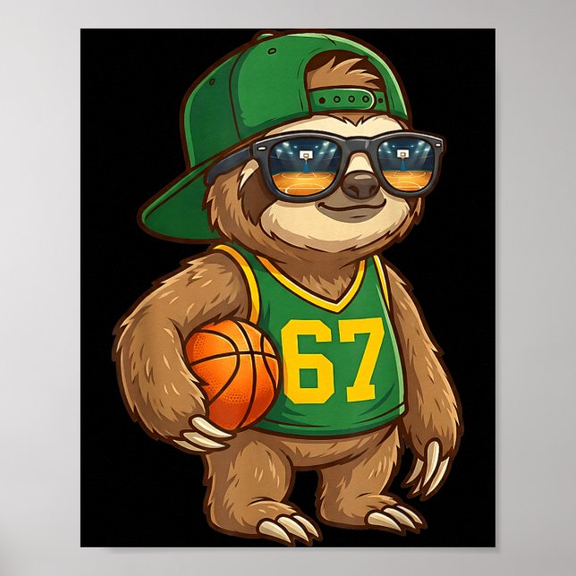 Affiche Sloth Basketball 67 Gen Alpha Slang Srts Men Boys  (Devant)