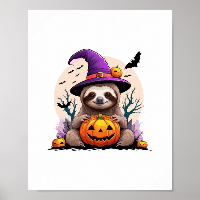 Affiche Sloth Casquette rose Halloween (Devant)