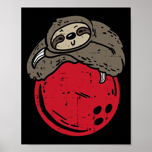 Affiche Sloth Dormir Sur Bowling Ball Drôle Bowler Hommes  (Devant)