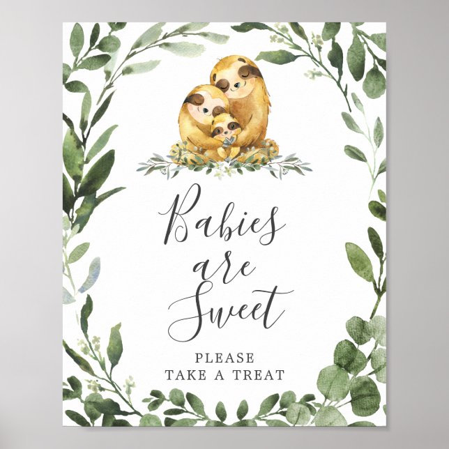 Affiche Sloth Family Baby shower Baby are Sweet Sign (Devant)