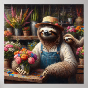 Affiche Sloth Florist