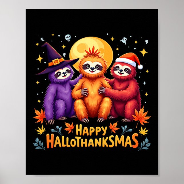 Affiche Sloth Hallothanksmas Halloween Thanksgiving (Devant)