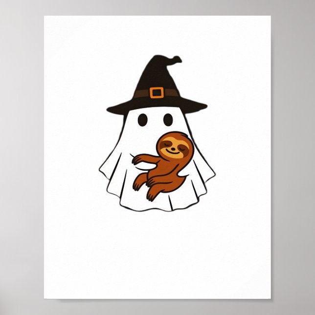 Affiche Sloth Halloween Ghost Witch Casquettes Amoureux de (Devant)