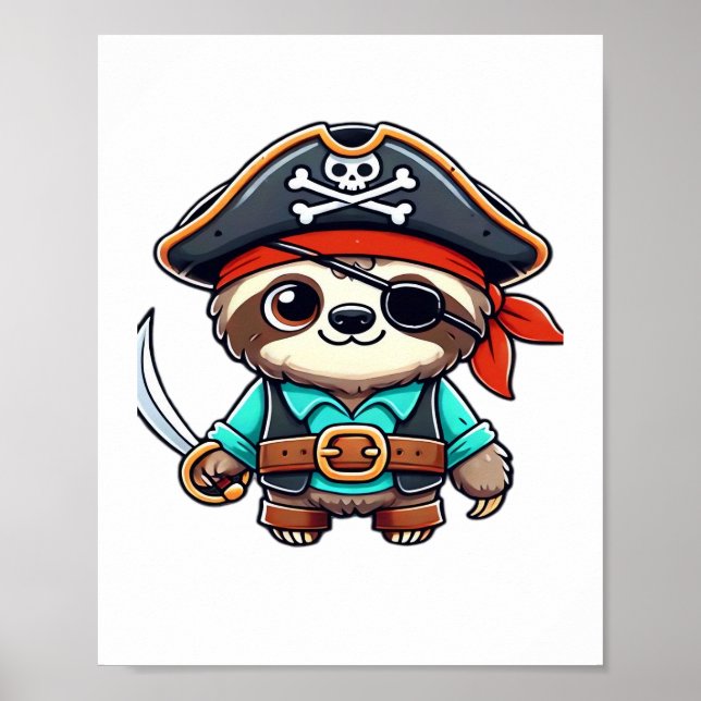 Affiche Sloth Halloween Pirate Enfants Femmes Hommes Sloth (Devant)