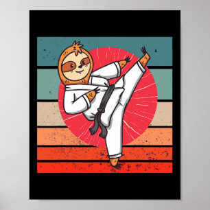 Affiche Sloth Karate Black Belt Sloth Lover Japonais Sport