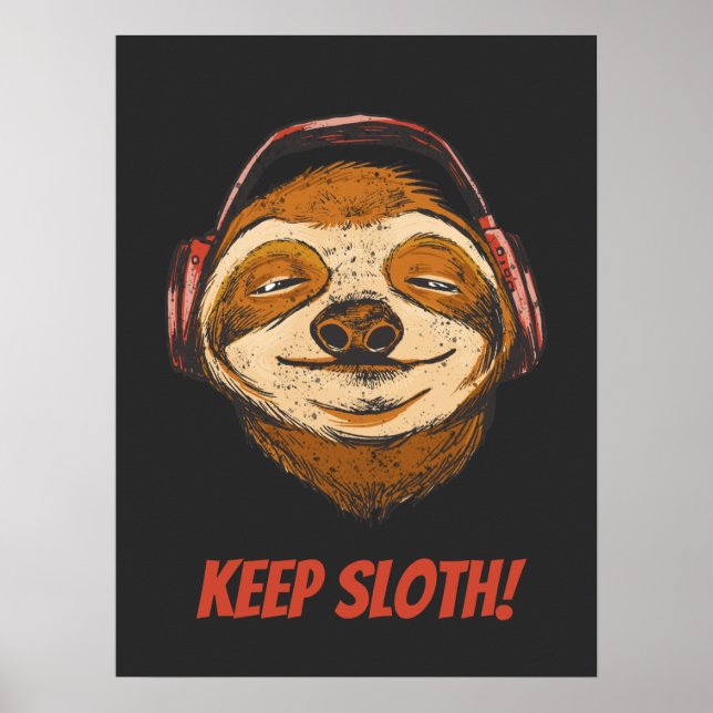 Affiche Sloth Keep Calm in chillin vintage (Devant)