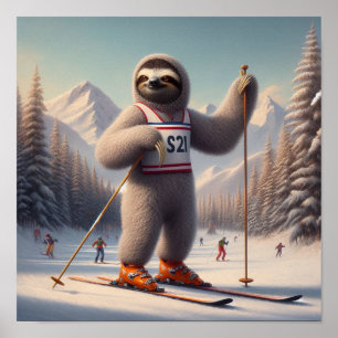 Affiche Sloth Skiing