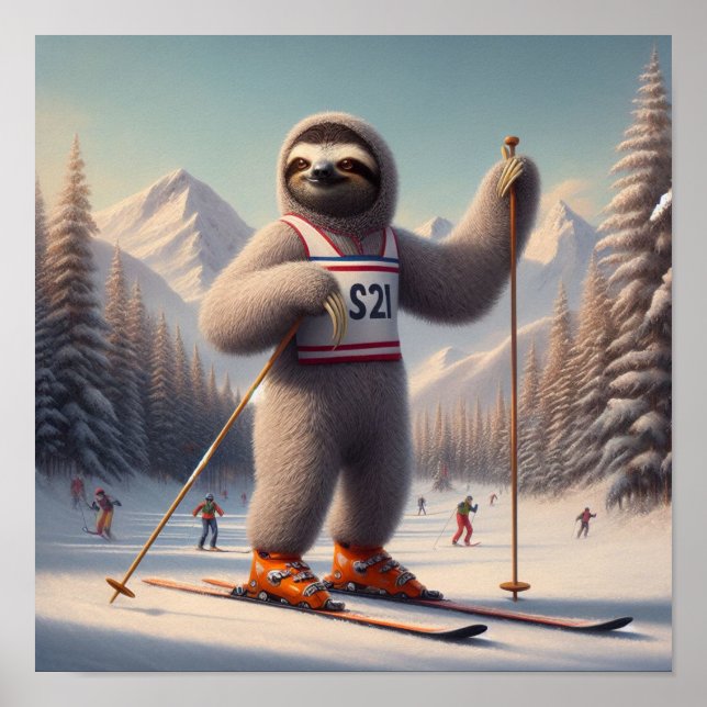 Affiche Sloth Skiing (Devant)
