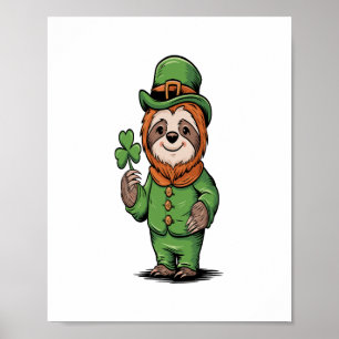 Affiche Sloth St Patrick's Day Irish Lucky