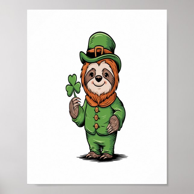 Affiche Sloth St Patrick's Day Irish Lucky (Devant)