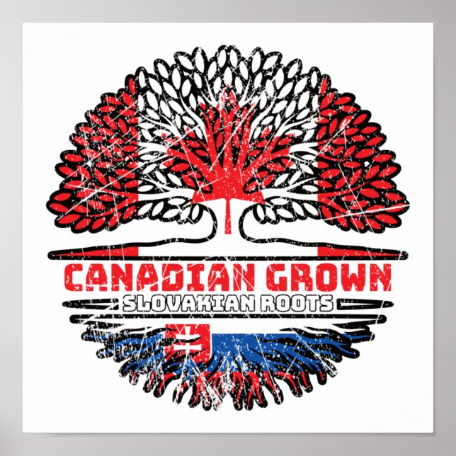 Affiche Slovaquie Slovaque Canadian Canada Tree Roots Drap (Devant)