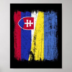 Affiche Slovaquie Ukraine Demi-Drapeau Slovaque Ukrainien