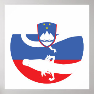 Affiche Slovénie Olm Drapeau animal national slovène