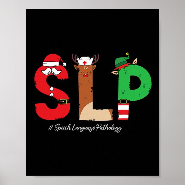 Affiche Slp Speech Language Pathologist Christmas Slp Sant (Devant)