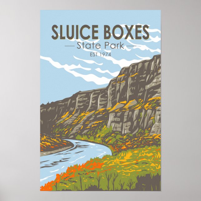 Affiche Sluice Boxes State Park Montana Vintage (Devant)