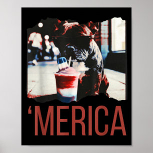 Affiche Slushie 4 juillet bouledogue français américain